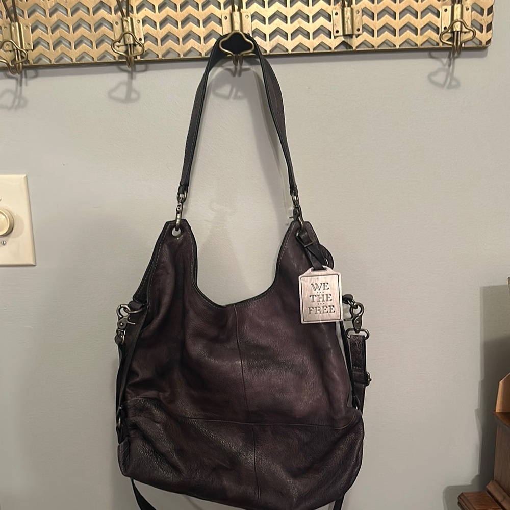We The Free Black Shoulder Bag with Slouchy Design